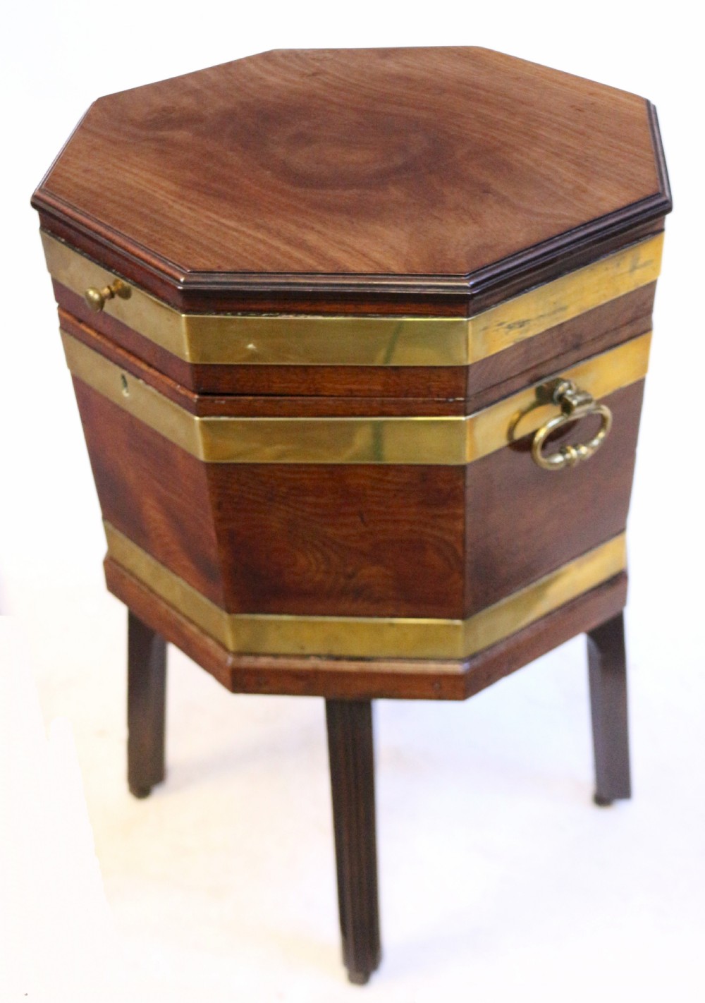 George111 Mahogany Brass Bound Octagonal Wine Cooler on Stand View V