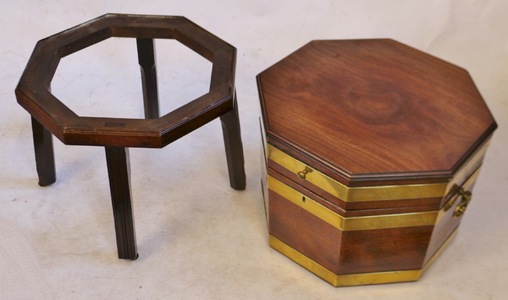 George111 Mahogany Brass Bound Octagonal Wine Cooler on Stand View VIII