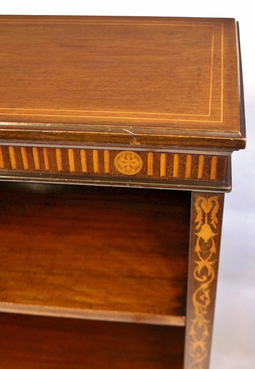 Pair of Edwardian Inlaid Mahogany Open Bookcases View VII