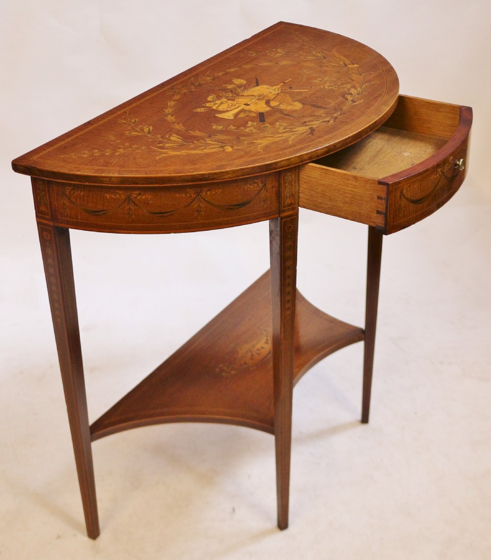 Fine Edwardian Inlaid Mahogany Demi Lune Side Console View II