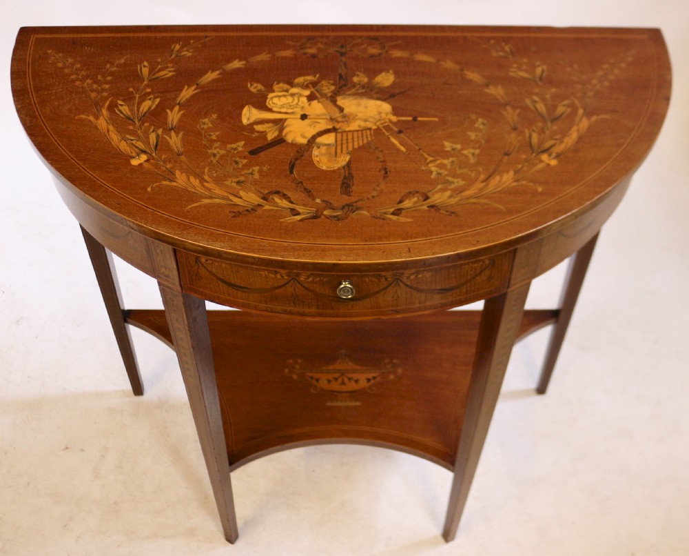 Fine Edwardian Inlaid Mahogany Demi Lune Side Console View IV