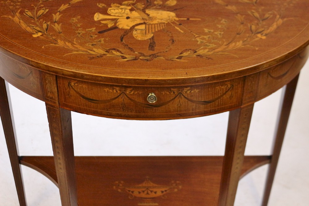 Fine Edwardian Inlaid Mahogany Demi Lune Side Console View V