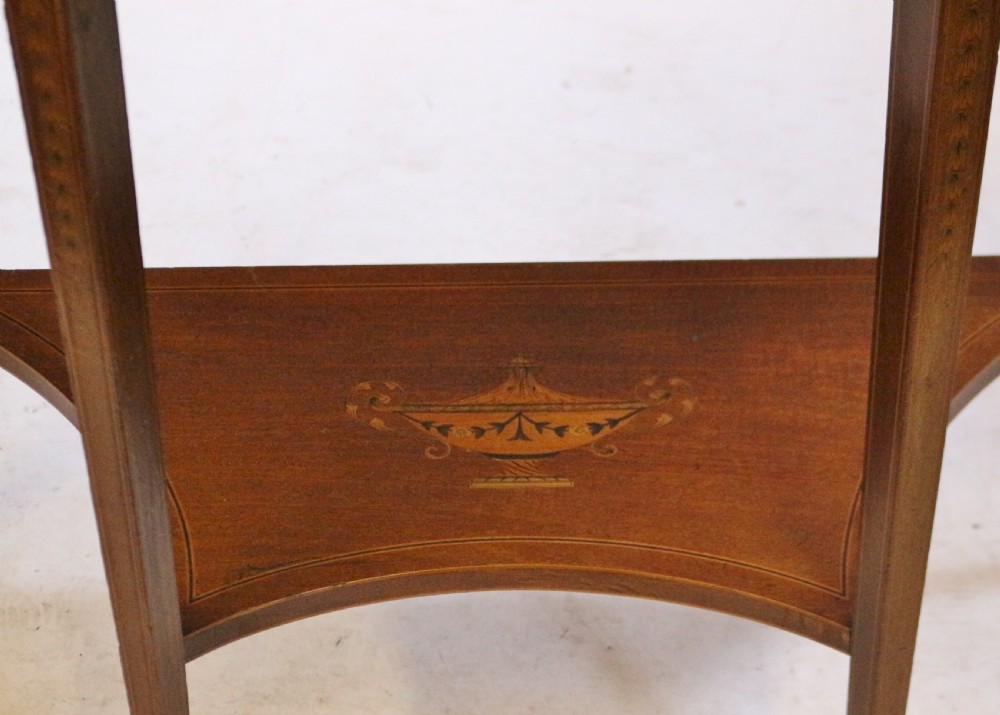 Fine Edwardian Inlaid Mahogany Demi Lune Side Console View VII