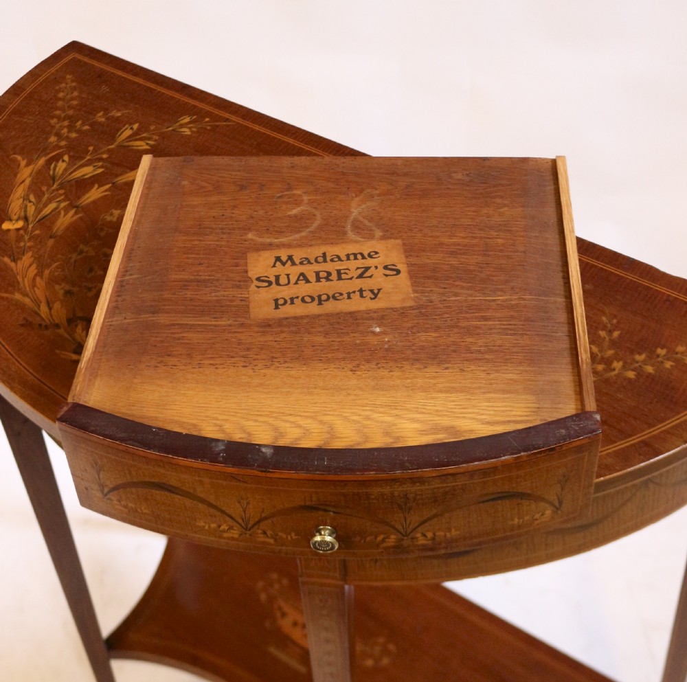 Fine Edwardian Inlaid Mahogany Demi Lune Side Console View XI