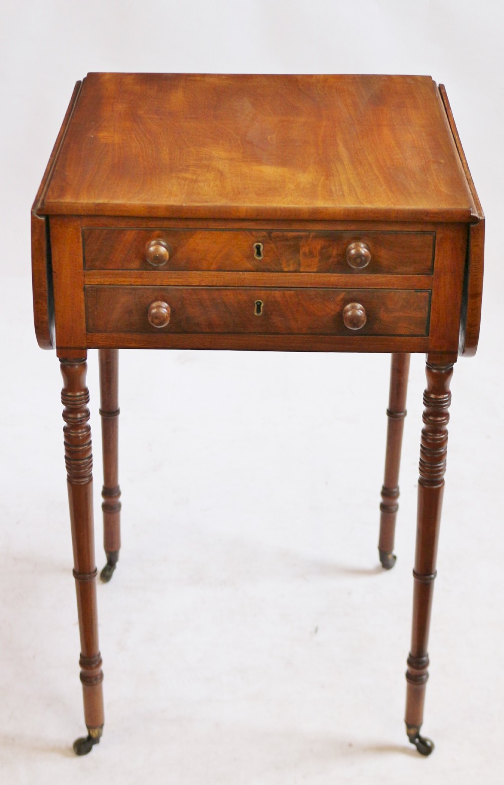 Elegant Regency Mahogany 2 Drawer Small Pembroke Table