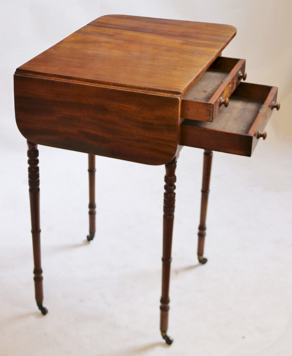 Elegant Regency Mahogany 2 Drawer Small Pembroke Table View IV