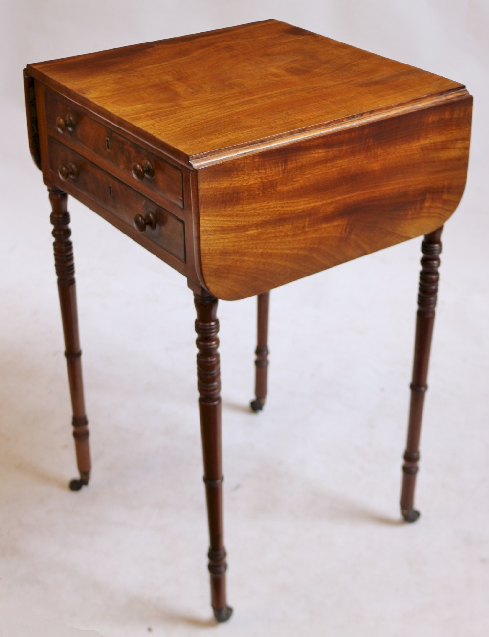 Elegant Regency Mahogany 2 Drawer Small Pembroke Table View VI