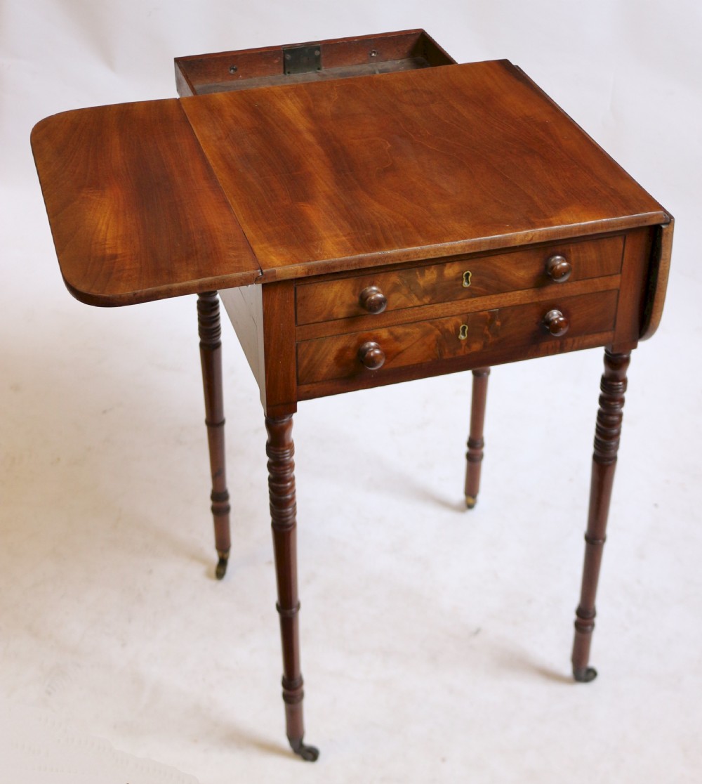 Elegant Regency Mahogany 2 Drawer Small Pembroke Table View VII