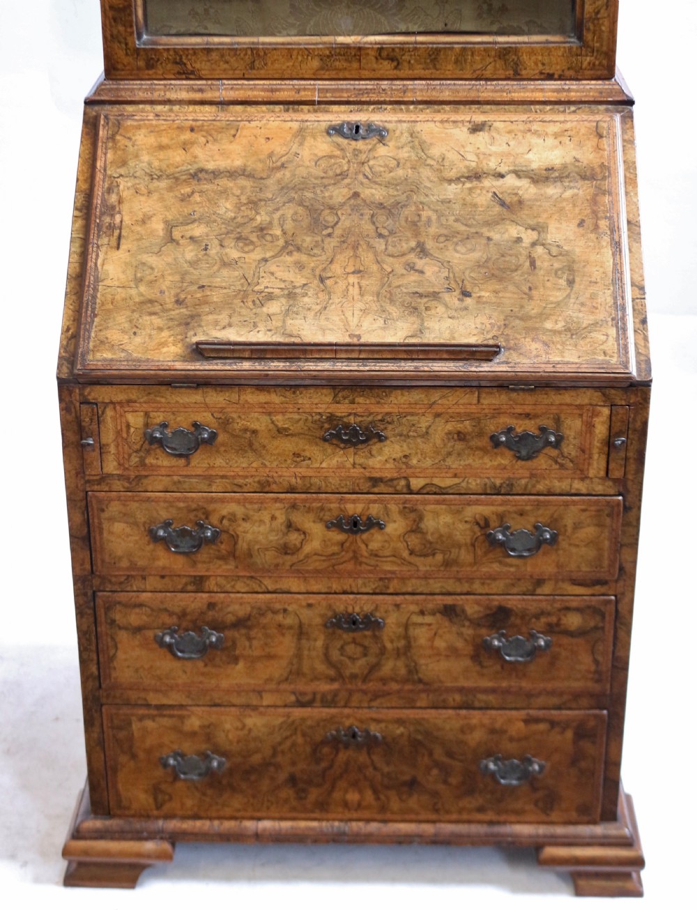C1920 Queen Anne Style Figured Walnut Bureau Bookcase View VI