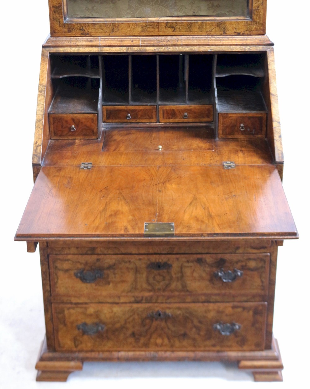 C1920 Queen Anne Style Figured Walnut Bureau Bookcase View VII