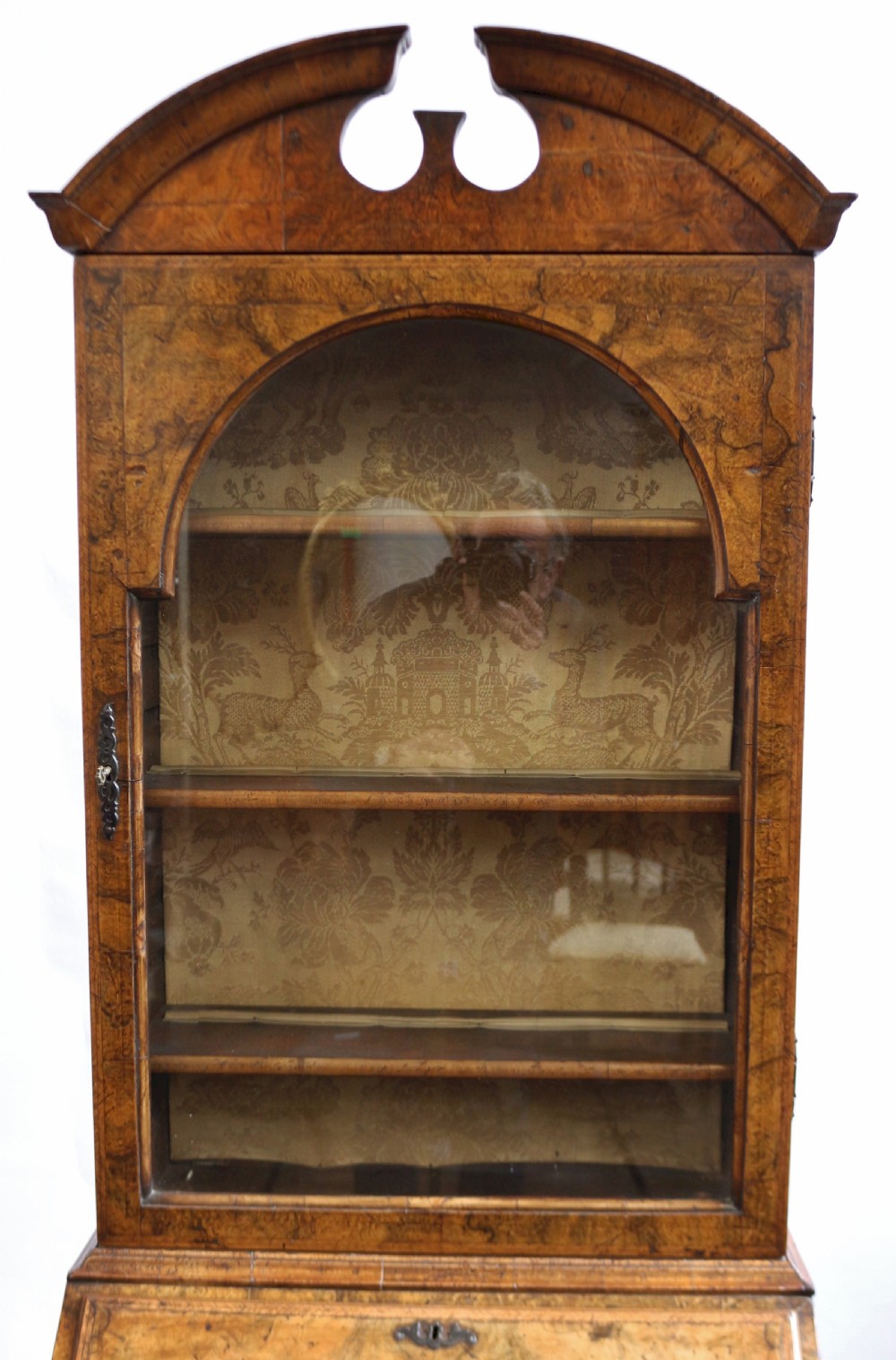 C1920 Queen Anne Style Figured Walnut Bureau Bookcase View X