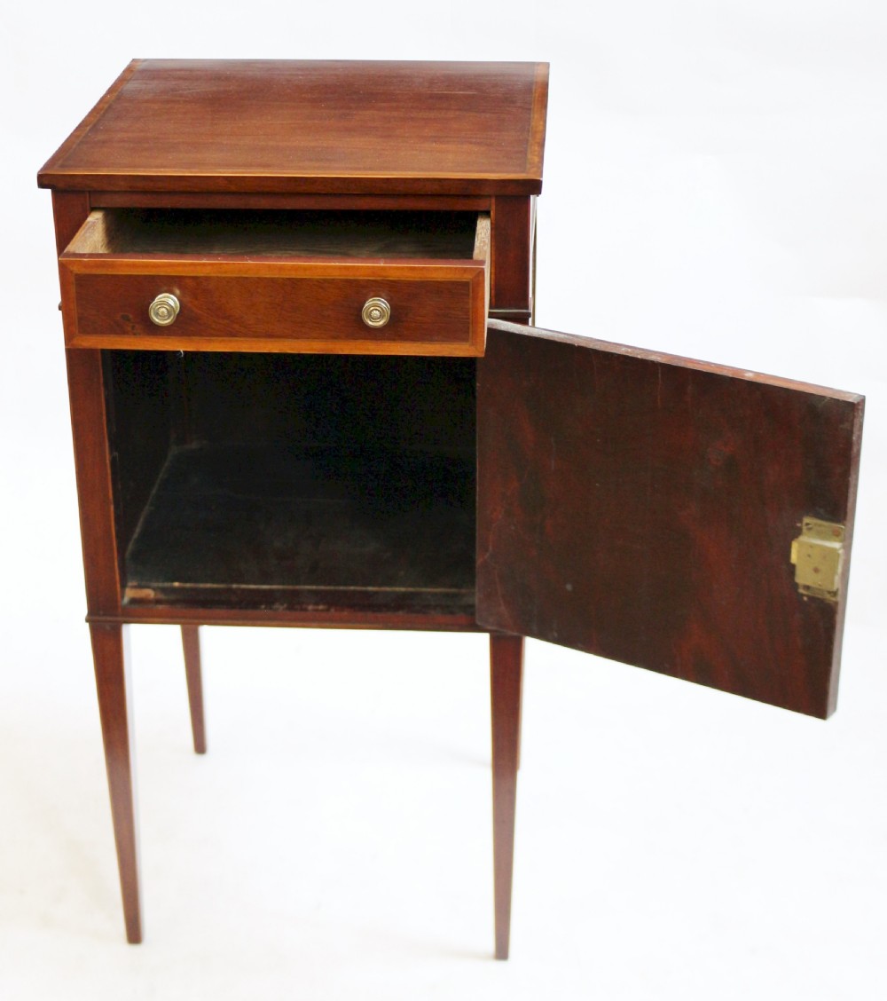 Edwardian Mahogany Satinwood Banded Bedside Cupboard View II