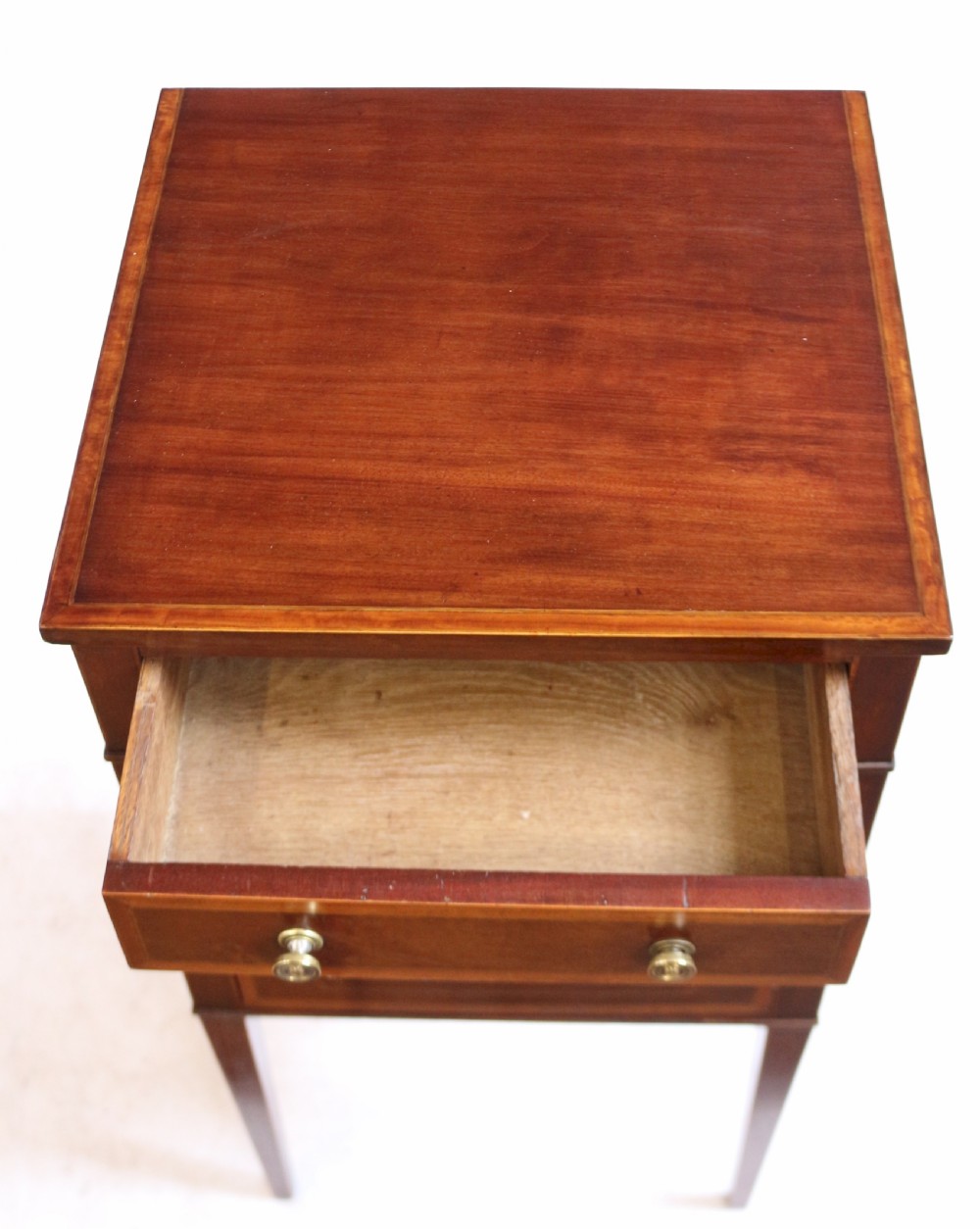 Edwardian Mahogany Satinwood Banded Bedside Cupboard View V