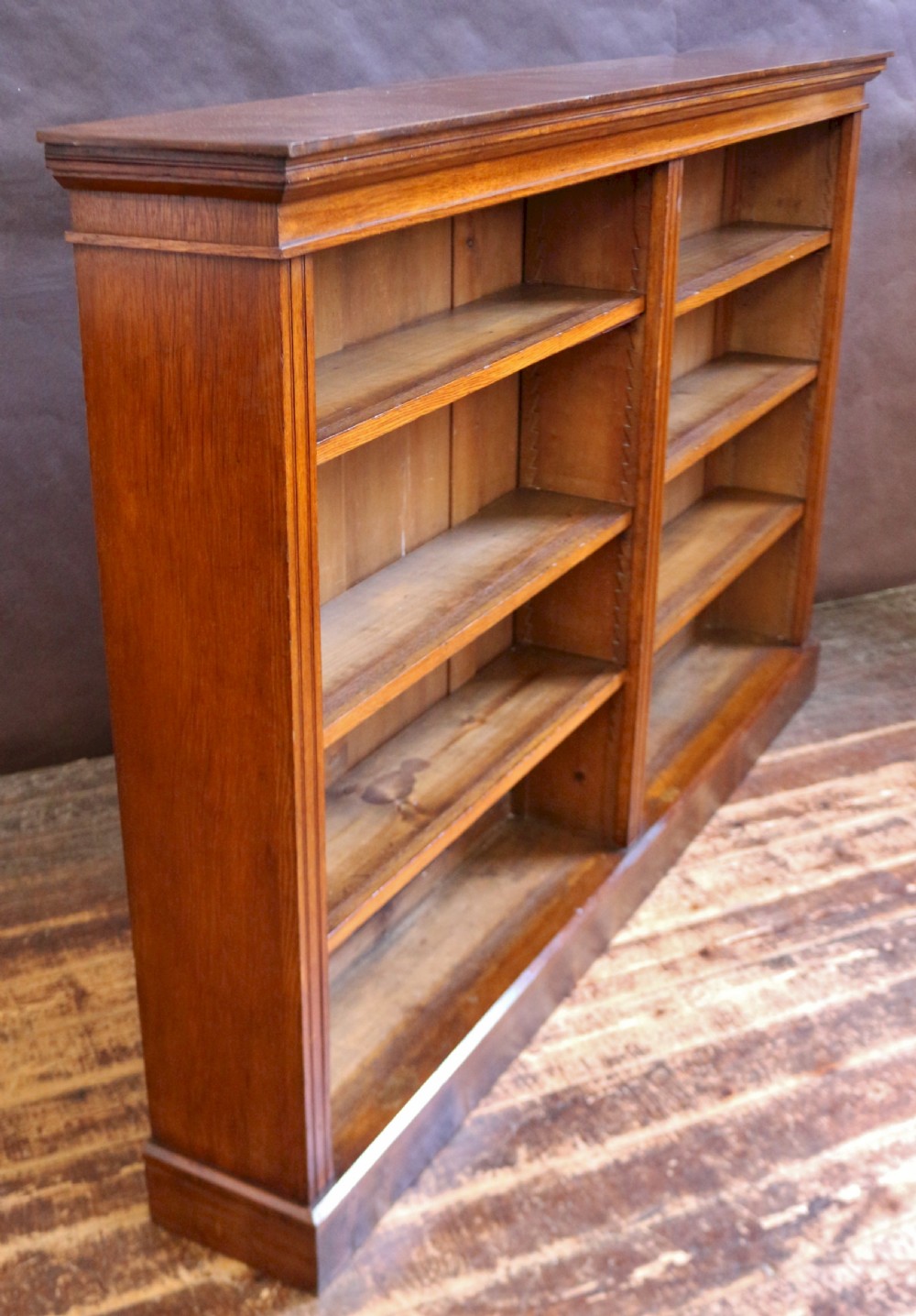 Late Victorian Solid Walnut Open Bookcase. View III
