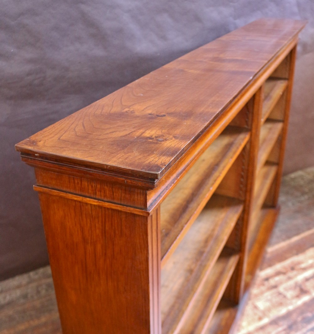 Late Victorian Solid Walnut Open Bookcase. View IV