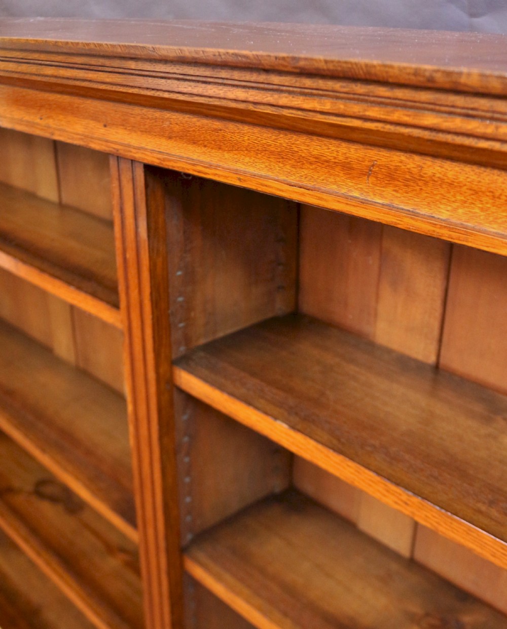 Late Victorian Solid Walnut Open Bookcase. View VI