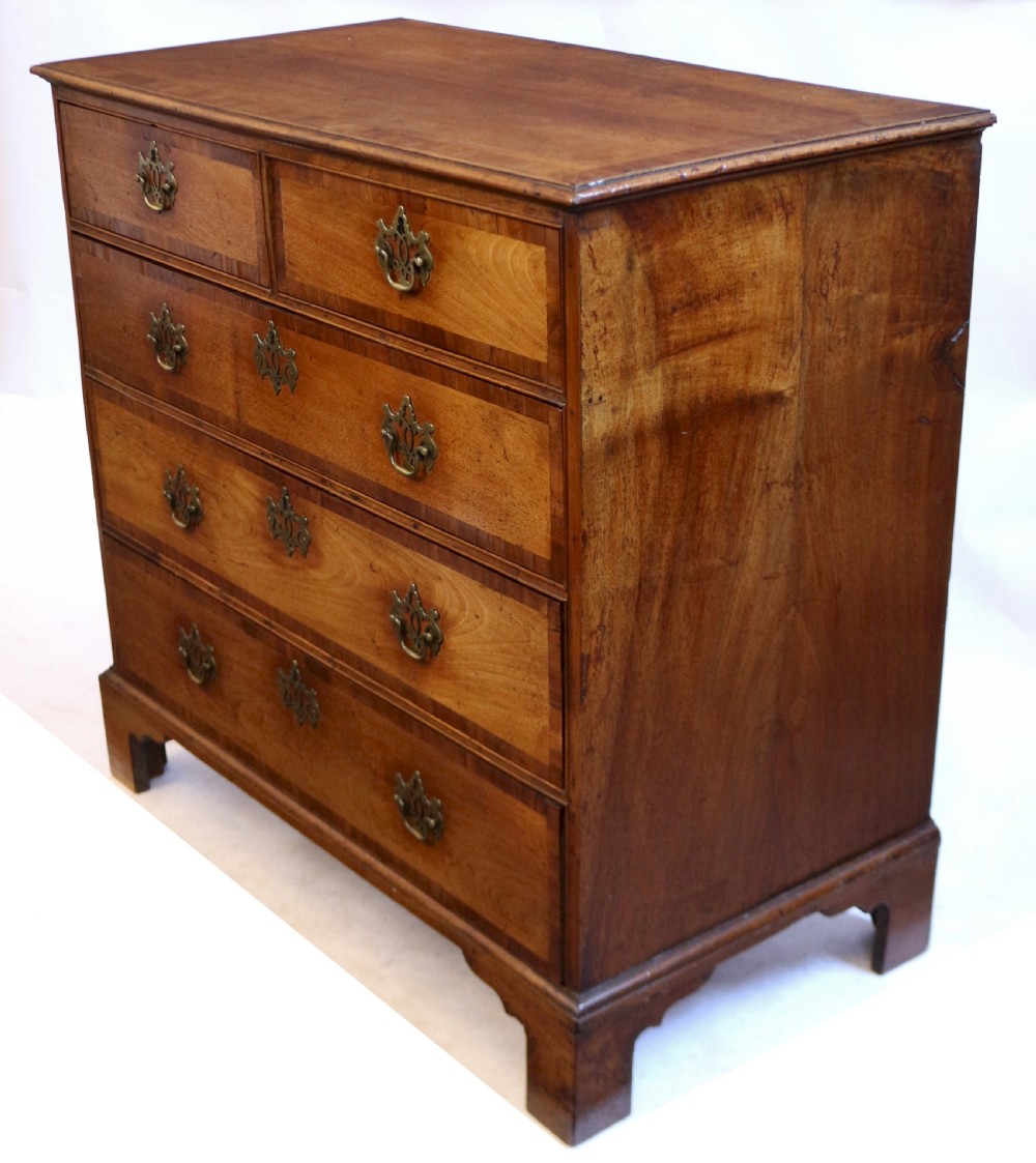 George 11 Solid Walnut and Crossbanded 5 Drawer Chest View II