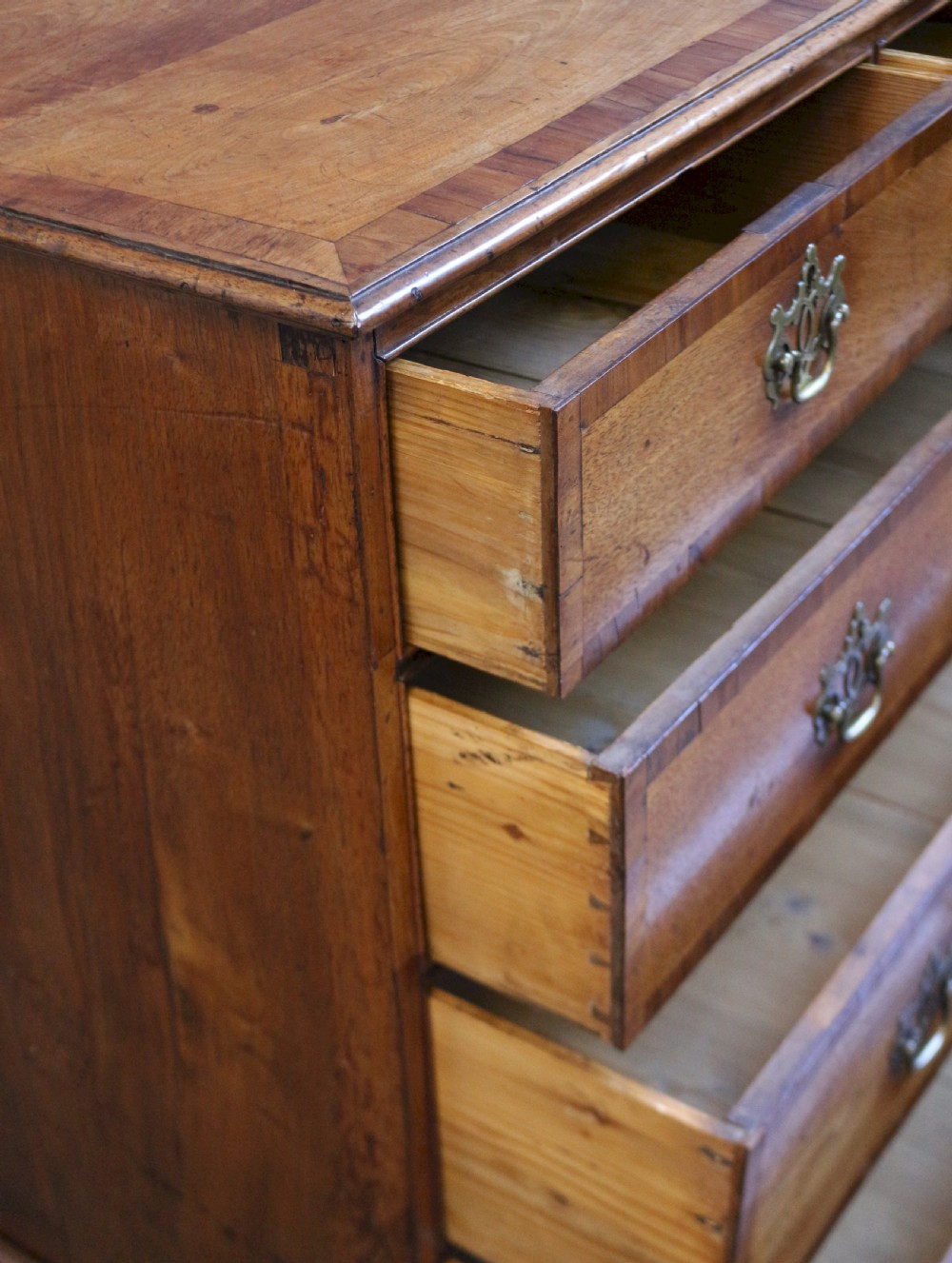 George 11 Solid Walnut and Crossbanded 5 Drawer Chest View IV