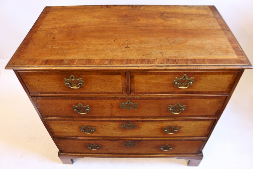 George 11 Solid Walnut and Crossbanded 5 Drawer Chest View V