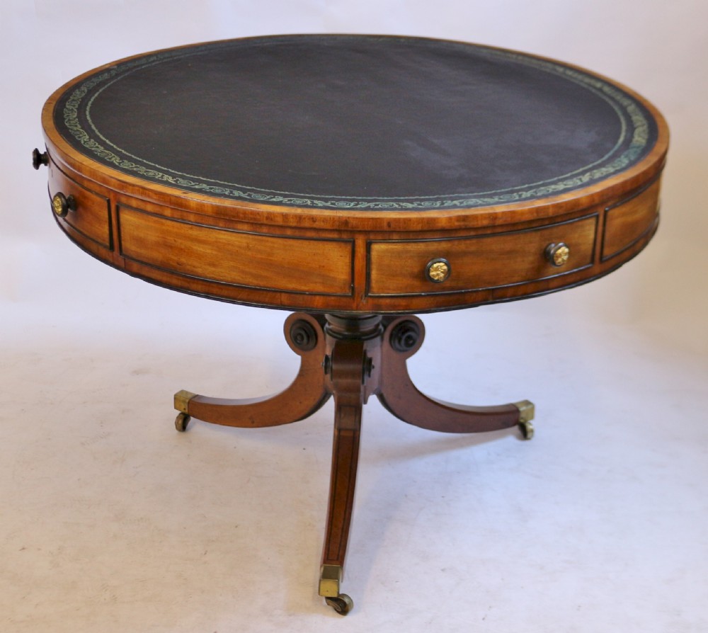 Regency Mahogany Pedestal Drum Table View IV