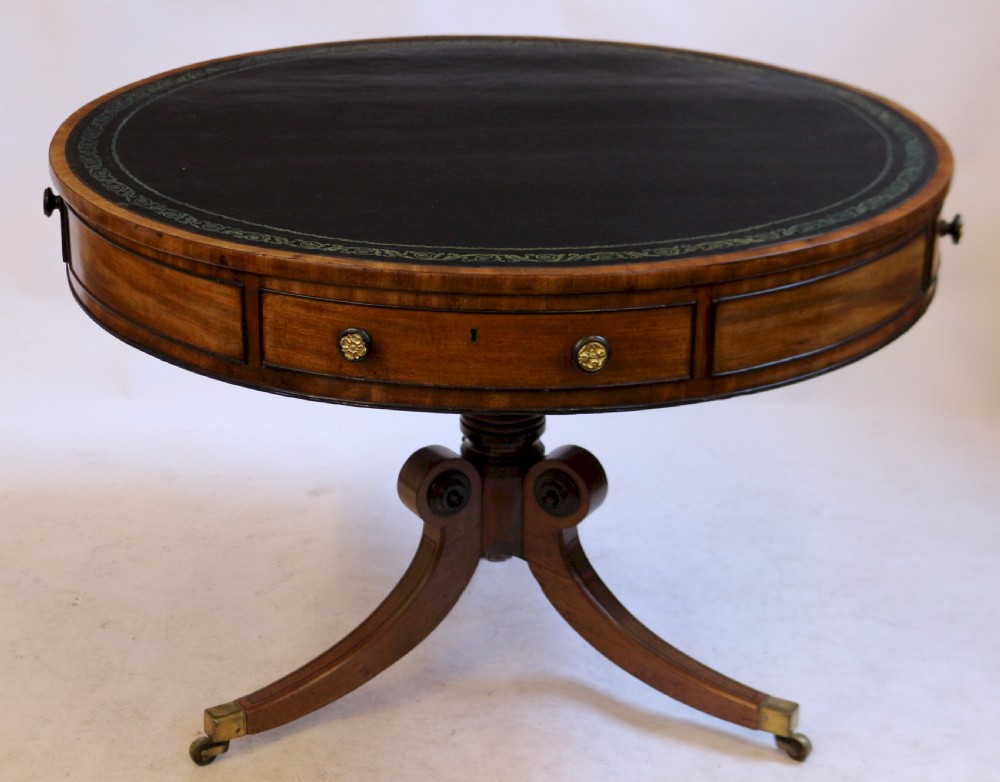 Regency Mahogany Pedestal Drum Table View V
