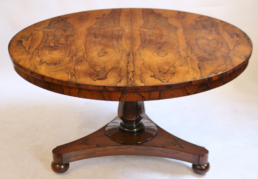 William 1V Round Tilt Top Rosewood Pedestal Centre Table