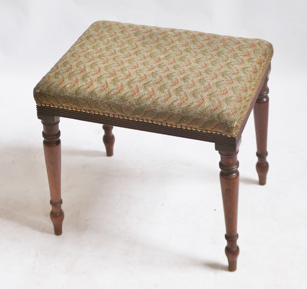 Regency Mahogany Upholstered Stool.