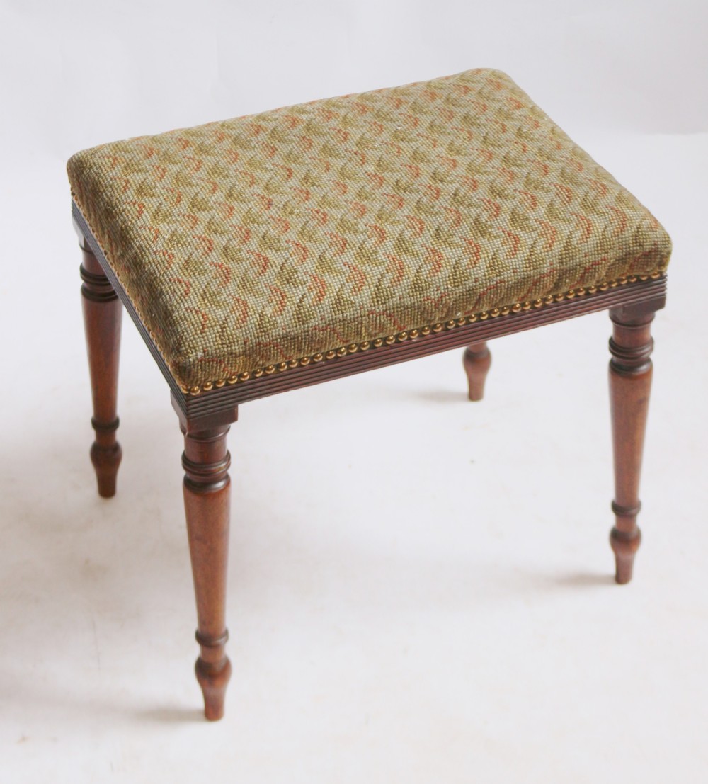 Regency Mahogany Upholstered Stool. View II