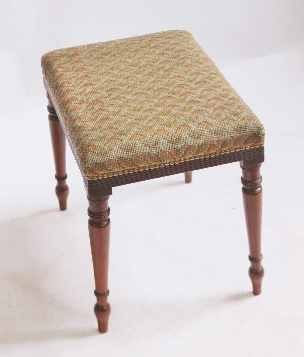 Regency Mahogany Upholstered Stool. View III