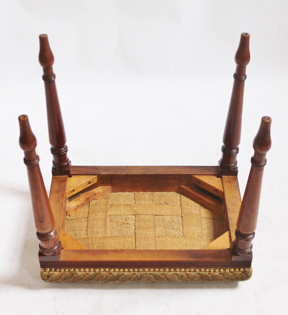 Regency Mahogany Upholstered Stool. View IV