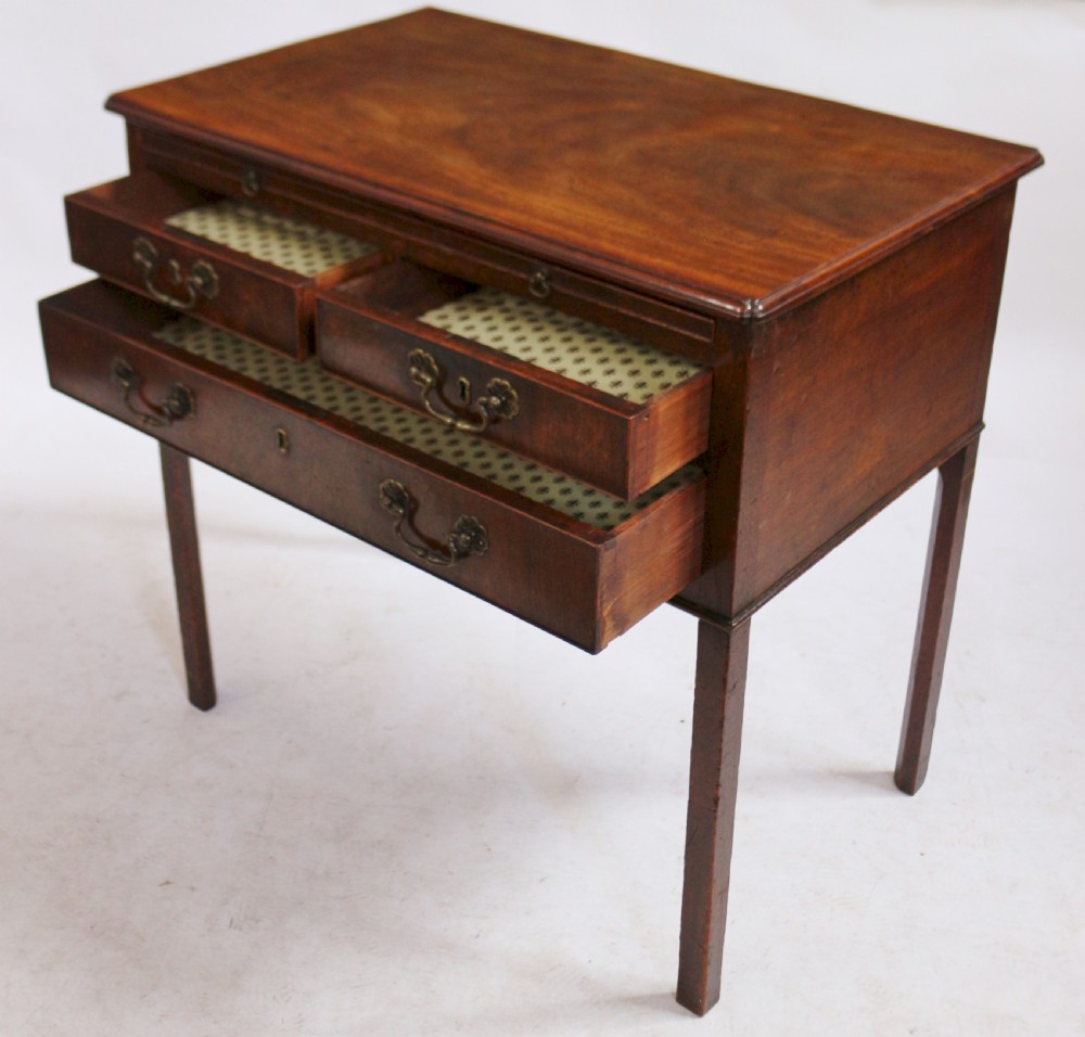 George111 Mahogany 3 Drawer Lowboy with Slide. View IV
