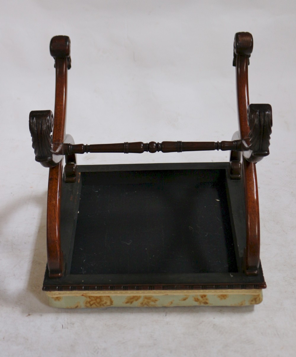 William 1V Rosewood X Frame Upholstered Stool. View VI