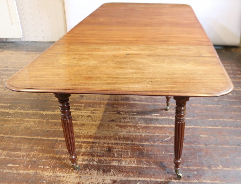 Regency Mahogany Fold Over 3 Leaf Concertina Action Extending Dining Table. View II
