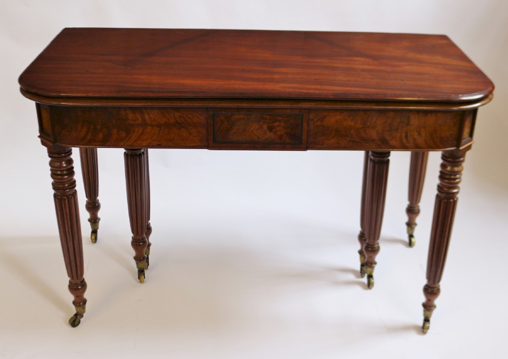 Regency Mahogany Fold Over 3 Leaf Concertina Action Extending Dining Table. View III