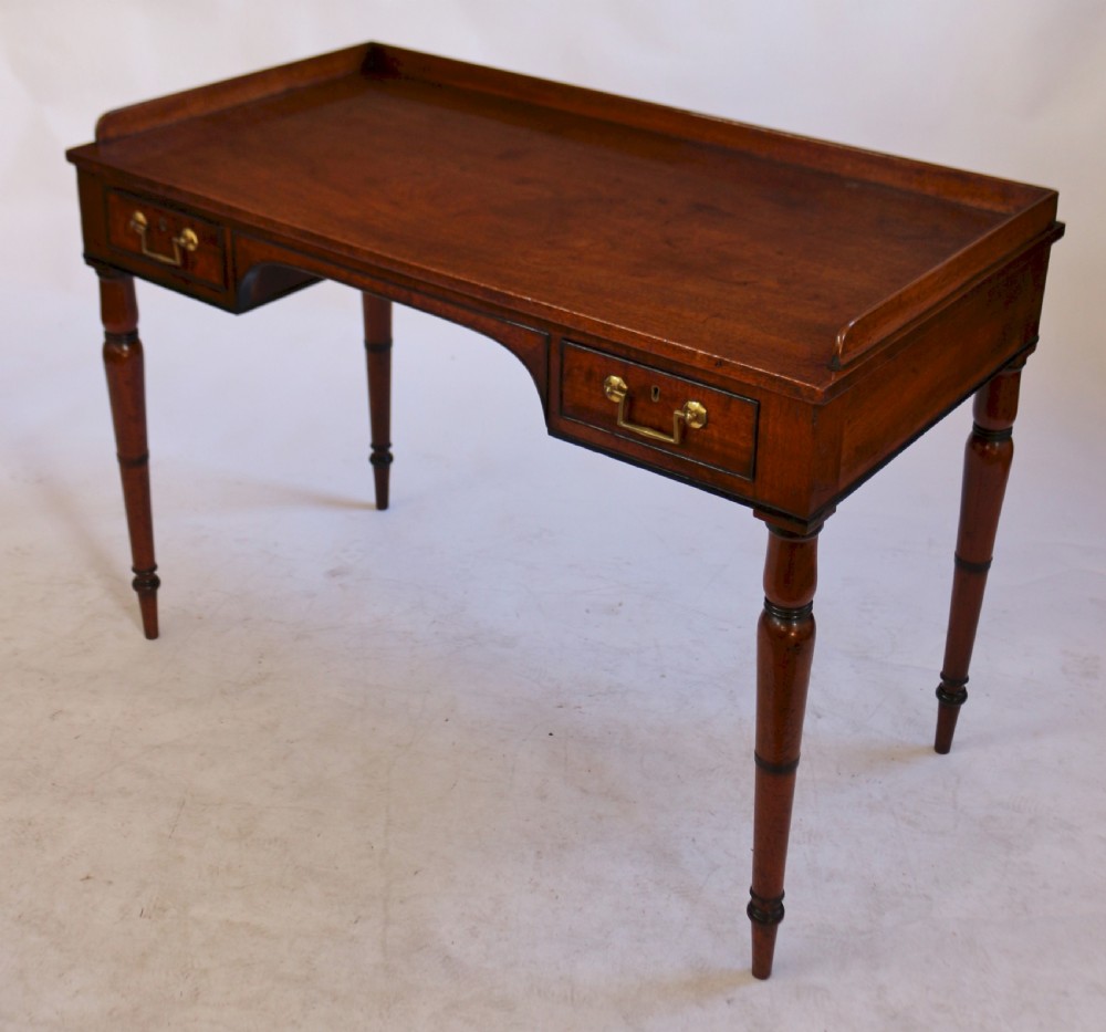 George IV Mahogany Kneehole Side Table with galleried back View III