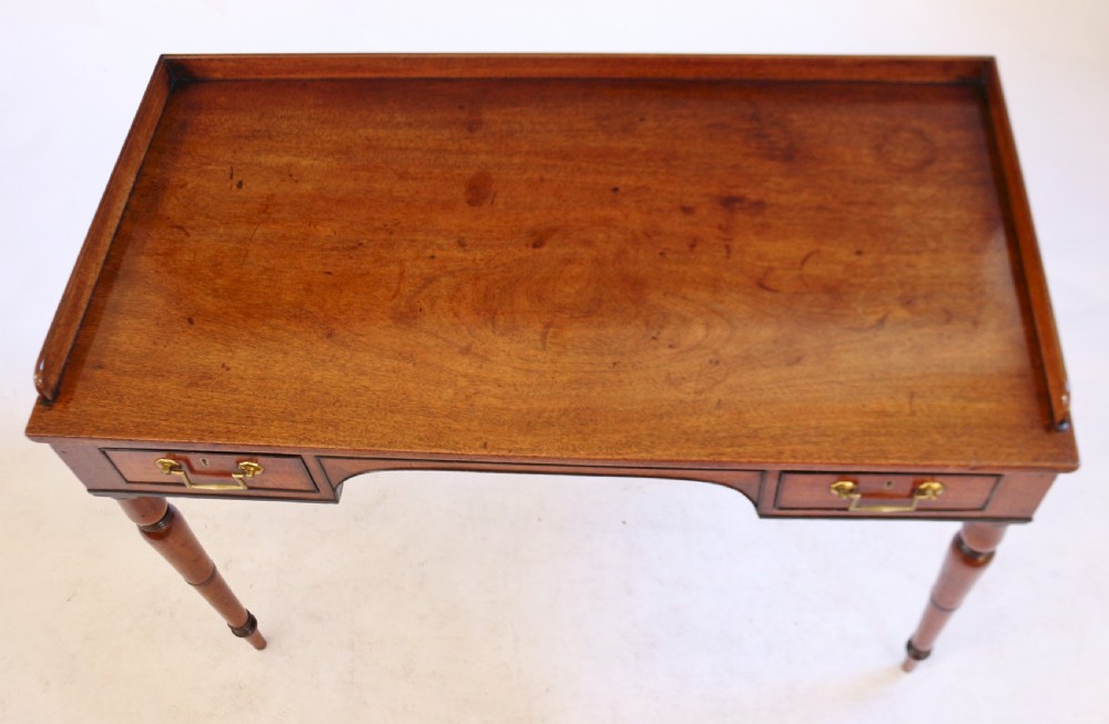 George IV Mahogany Kneehole Side Table with galleried back View IV