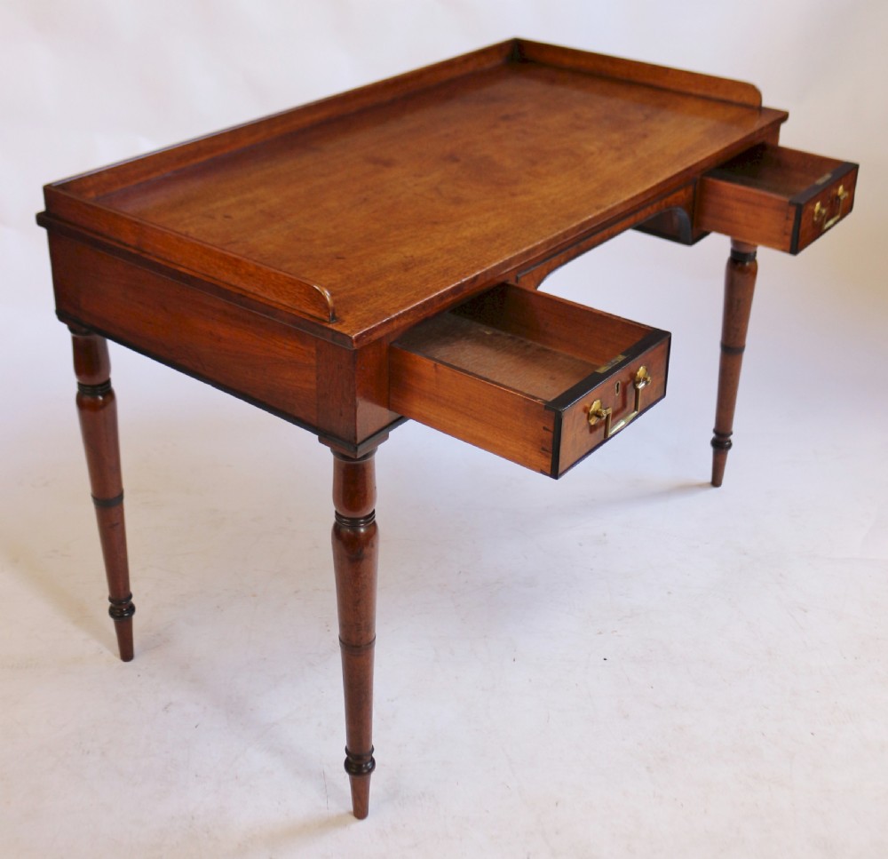 George IV Mahogany Kneehole Side Table with galleried back View VI