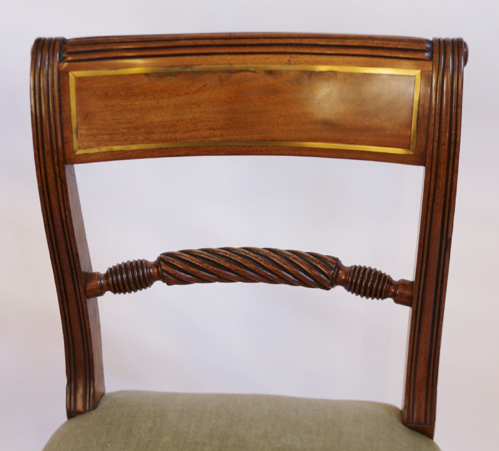 George 111 Mahogany Set of 6 & 2 Dining Brass Inlaid Chairs View V