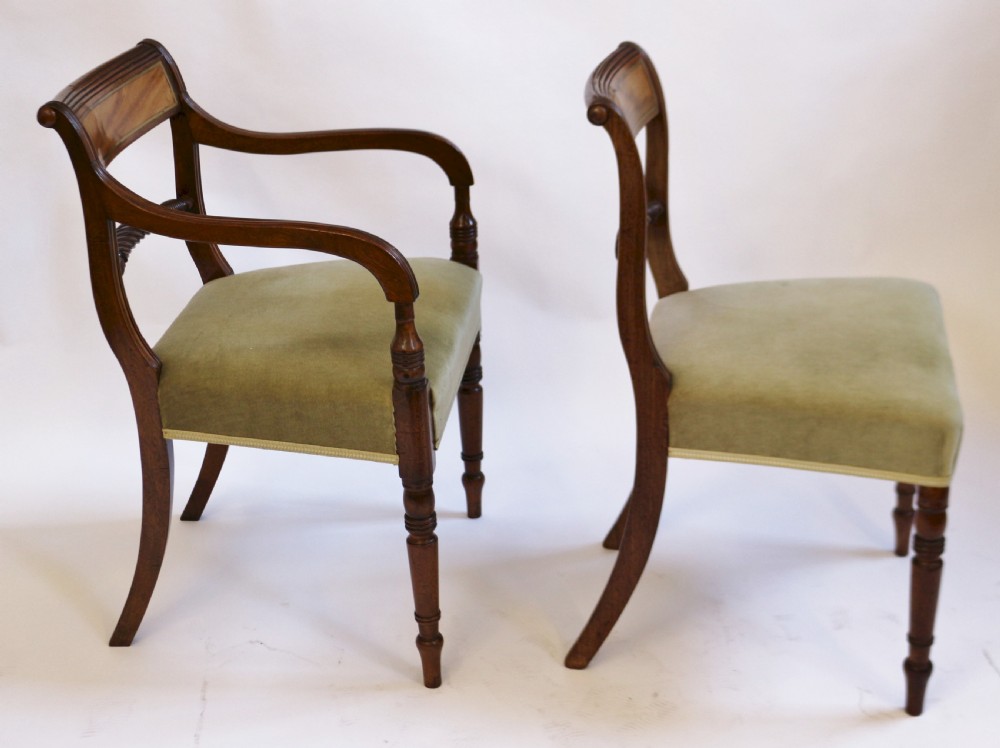 George 111 Mahogany Set of 6 & 2 Dining Brass Inlaid Chairs View VI