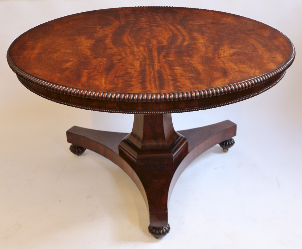 William 1V Well Figured Mahogany Circular Pedestal Tilt Top Centre Table