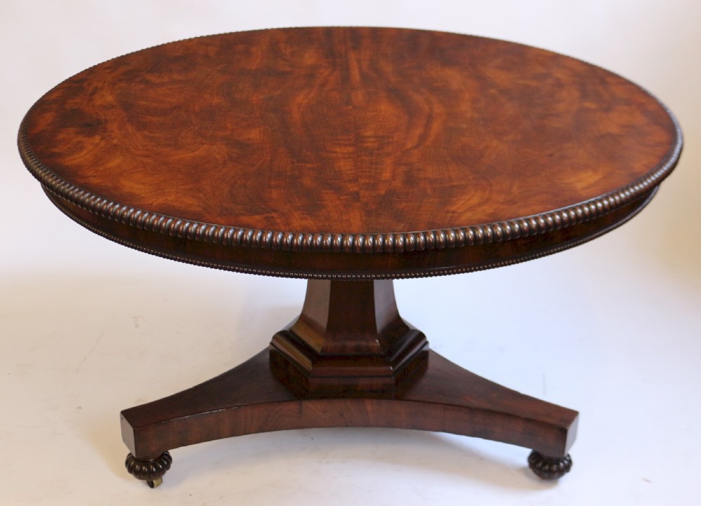 William 1V Well Figured Mahogany Circular Pedestal Tilt Top Centre Table View II
