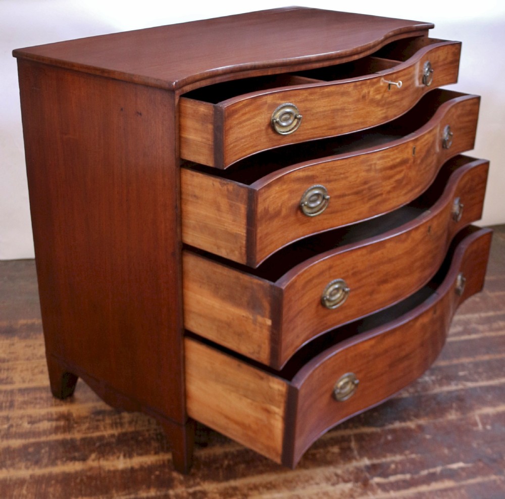 George 111 Mahogany 4 Drawer Serpentine Chest View V