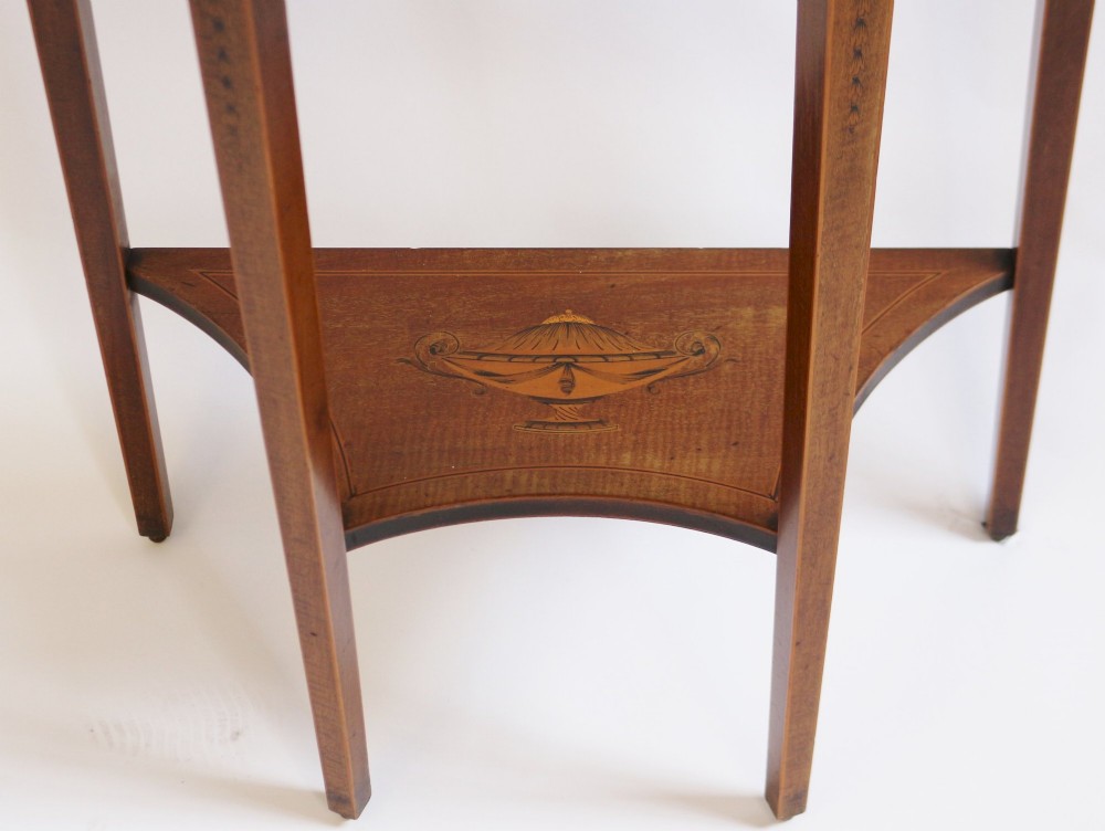 Fine Edwardian Inlaid Mahogany Demi Lune Side Console Table View IX