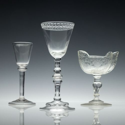 fig 1. Rare Engraved 18th Century Newcastle Light Baluster Wine Glass c1750