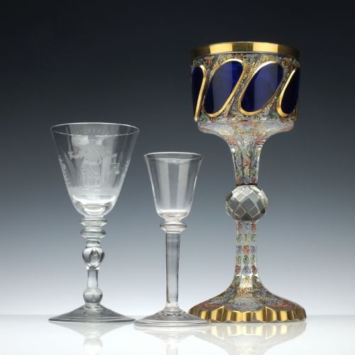 fig 2. Large Moser Tri-Colour Enamelled Glass Goblet c1890