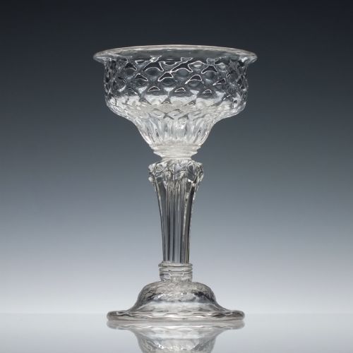 fig 1. Moulded 18th Century Pedestal Stem Sweetmeat Glass c1760