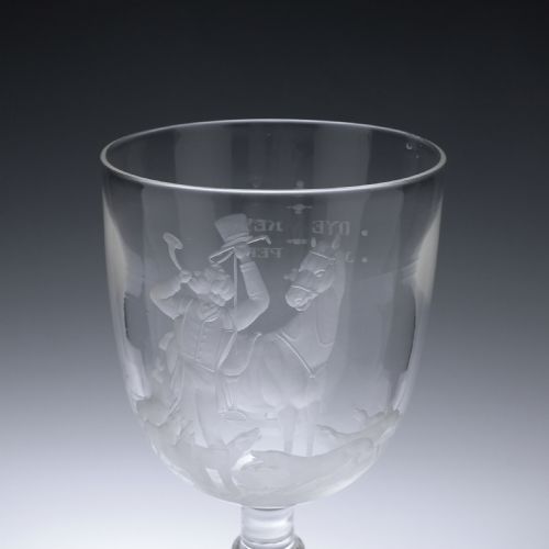 fig 1. Engraved 19th Century John Peel Glass Goblet c1860
