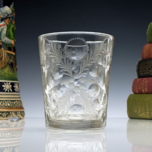 Cut and Engraved 18th Century Bohemian Glass Tumbler C1720