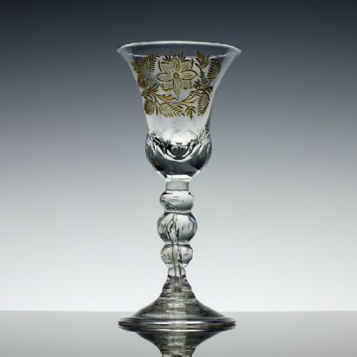 fig 1. 18th Century Engraved and Gilded Wine Glass c1770