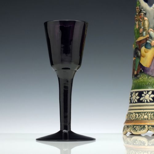 Victorian Rib Moulded Amethyst Wine Glass 1880-1900